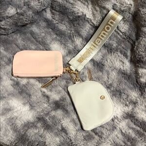 lululemon athletica Pink and White/Lt Gray Wristlet Set ( read description )
